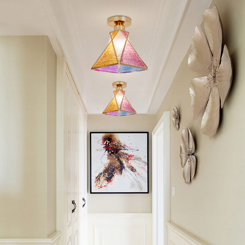 leichtes Luxusglas Gold 1-Licht Halbbodenmontage Deckenleuchte
