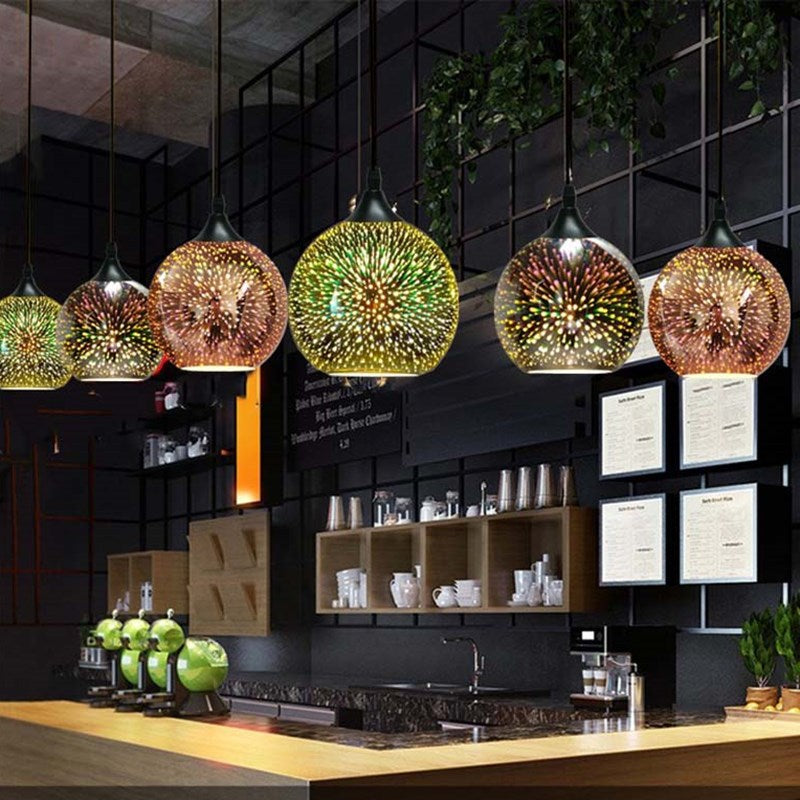 Frendorf | ElysianSpark 3D Creative LED Kronleuchter | 2/3 Lichter | Feuerwerksglas-Dome | Modernes Design | Stimmungslicht für Zuhause