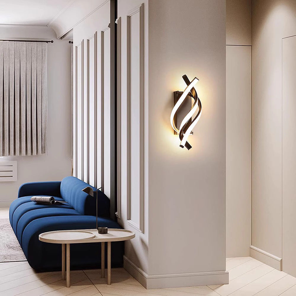 Modern Minimalist Spiral Linie Aluminium Acryl Silikon LED Wandleuchte Lampe Für Schlafzimmer