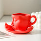 Frendorf | Metal Touching Face Kreative Keramische Kiss Kaffee Becher, Künstlerisches Vibe Becher & Untertasse Set