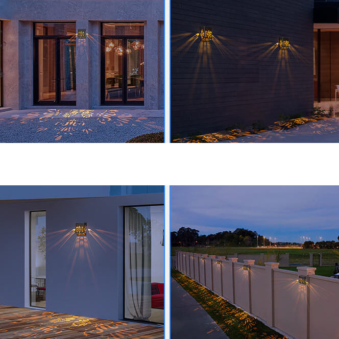 Solar Outdoor Square Hollow Design LED Patio Decoration Wandlampe