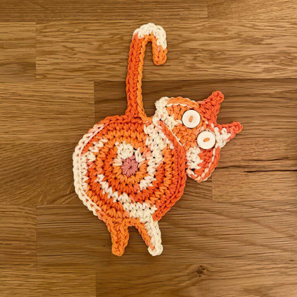 Frendorf | 🐱Lustige Katzenpo-Untersetzer Katzenpo-Tassenmatte Gestricktes Geschenk für Katzenfans