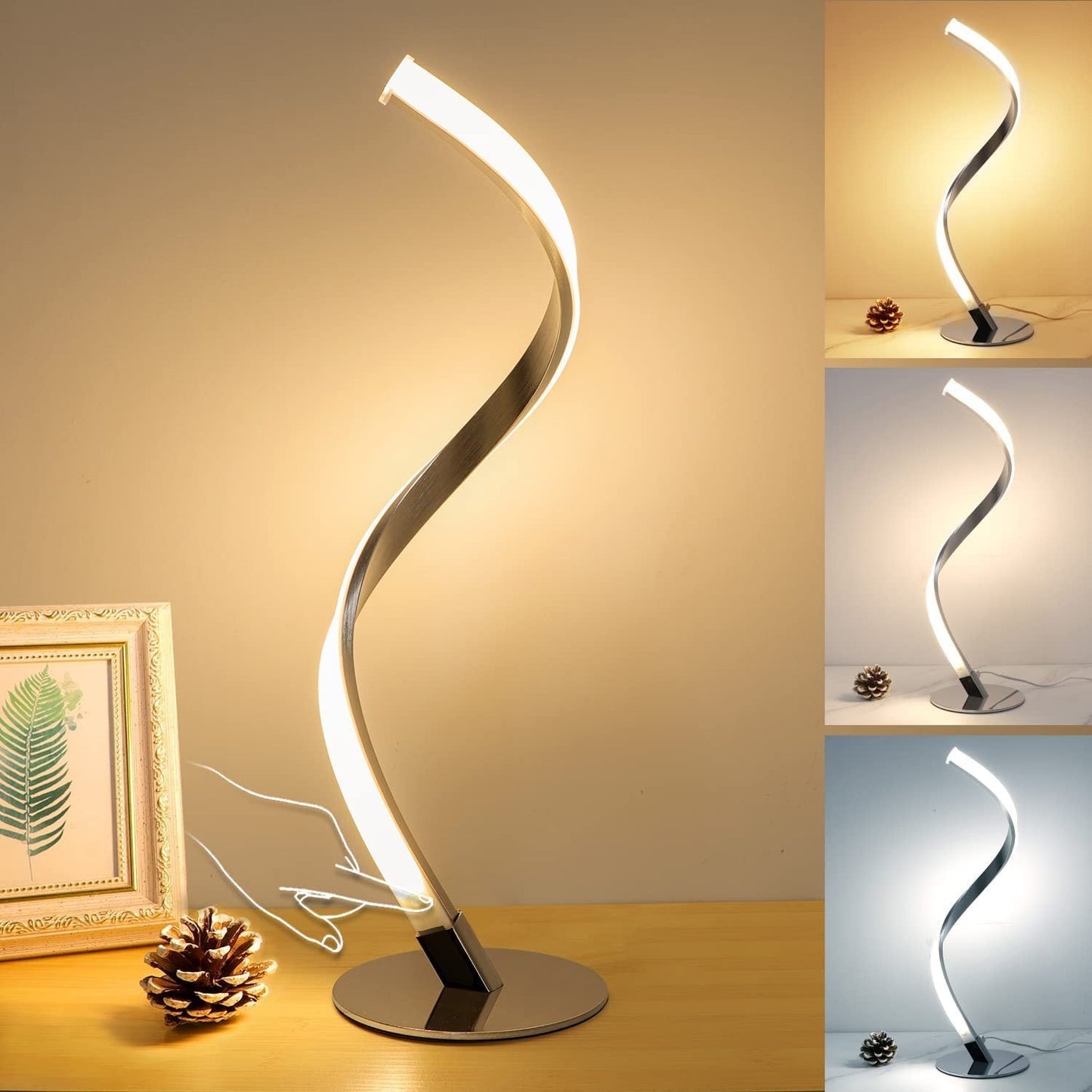 Moderne Minimalistische Aluminium Spiralstreifen LED Tischlampe Für Zuhause Büro