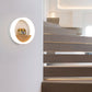 Frendorf | Lumoshelf LED Wandleuchte | Massivholz mit Ablage | Runde Wandlampe | Warm- & Weißlicht