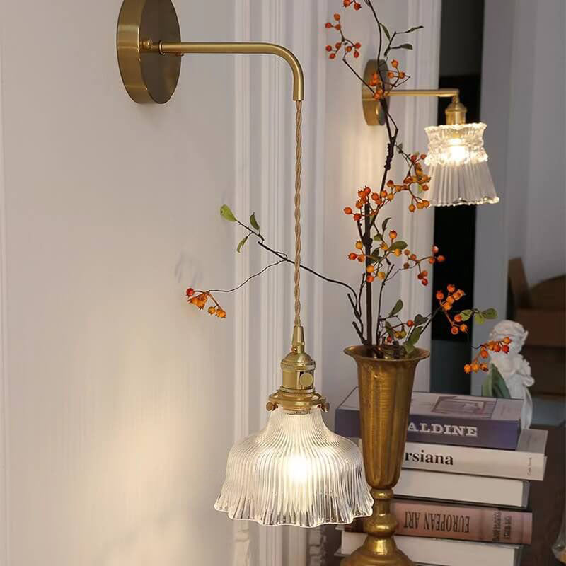 Frendorf | Florabelle Nordic Wandlampe | Minimalistisches Blütendesign | Kupfer & Glas | 1-flammig | Dekorative Beleuchtung