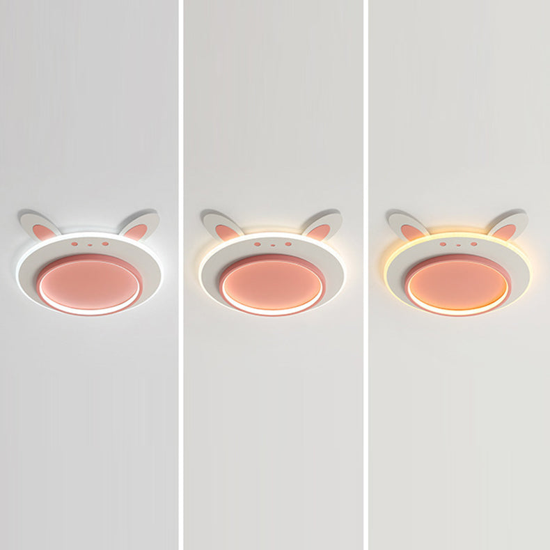 Moderne Einfachheit Kinder Eisen Acryl Kaninchen Runde LED Deckenleuchte Für Schlafzimmer