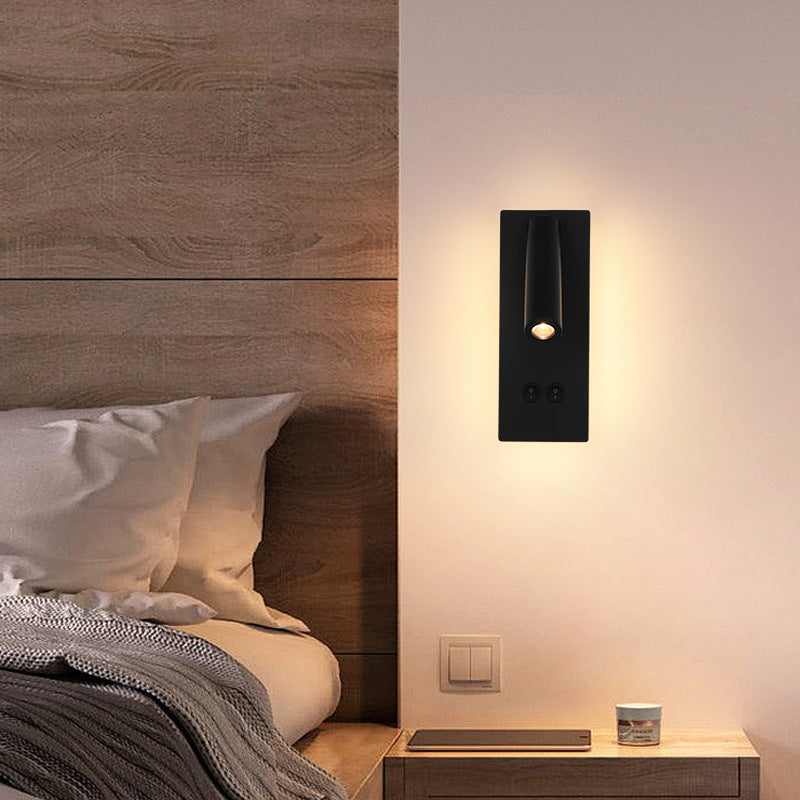 Moderne Minimalistische Rechteckige Runde Eisen Aluminium LED Wandlampe Für Schlafzimmer