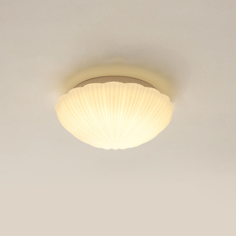 Frendorf | Auralis Modern French LED Deckenleuchte | Cremefarbenes Muschelgals | Flush Mount | Stimmungslicht | Deko für Zuhause