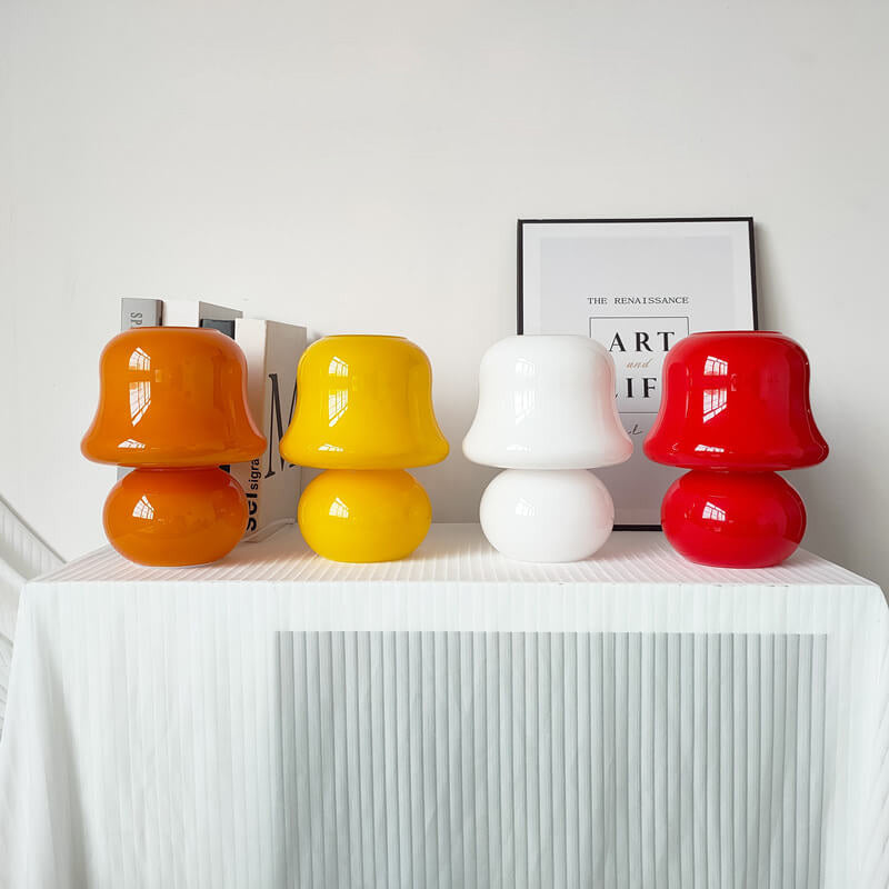 Frendorf | MushLume Glas Tischlampe | Französisches Design | Handgefertigt | Pilzform | Deko & Beleuchtung
