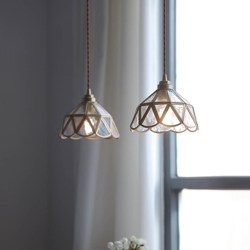 Frendorf | Geometra Vintage Pendelleuchte | Japanisches Design | Kupfer & Glas | Elegante Hängeleuchte