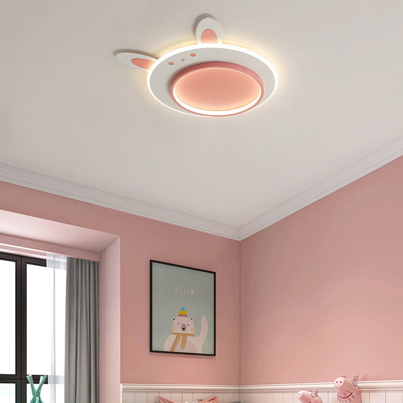 Moderne Einfachheit Kinder Eisen Acryl Kaninchen Runde LED Deckenleuchte Für Schlafzimmer