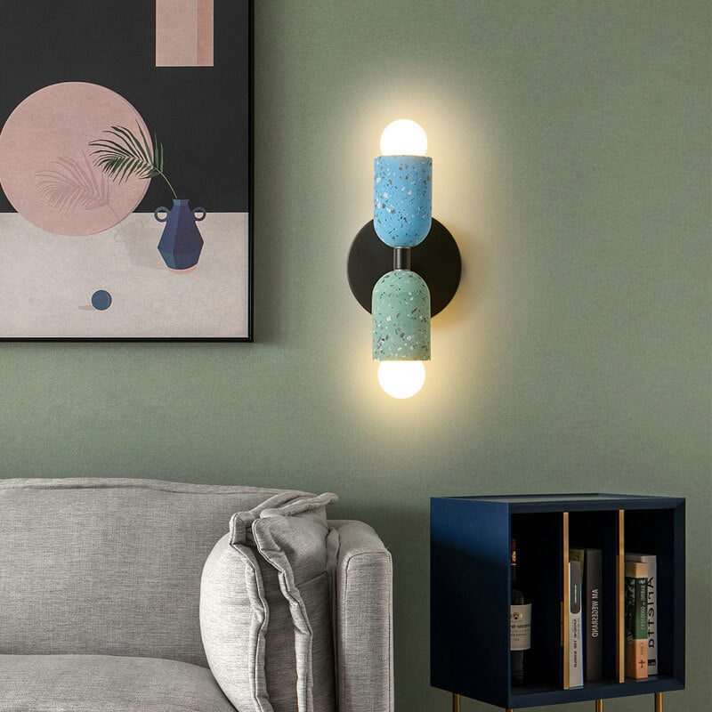 Frendorf | Zenolux Japanisches Wabi-Sabi Design Wandleuchte | Eisen & Zement | 2-Licht Lampe | Perfekt für moderne Innenräume
