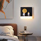Zeitgenössische kreative Eisenharz runde Astronaut LED Wandleuchte Lampe für Schlafzimmer
