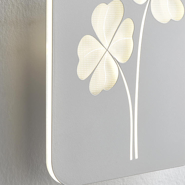 Modern Simplicity Iron Acrylic Rectangular Four-Leaf Clover Square Love Heart LED Wall Sconce Lamp For Bedside