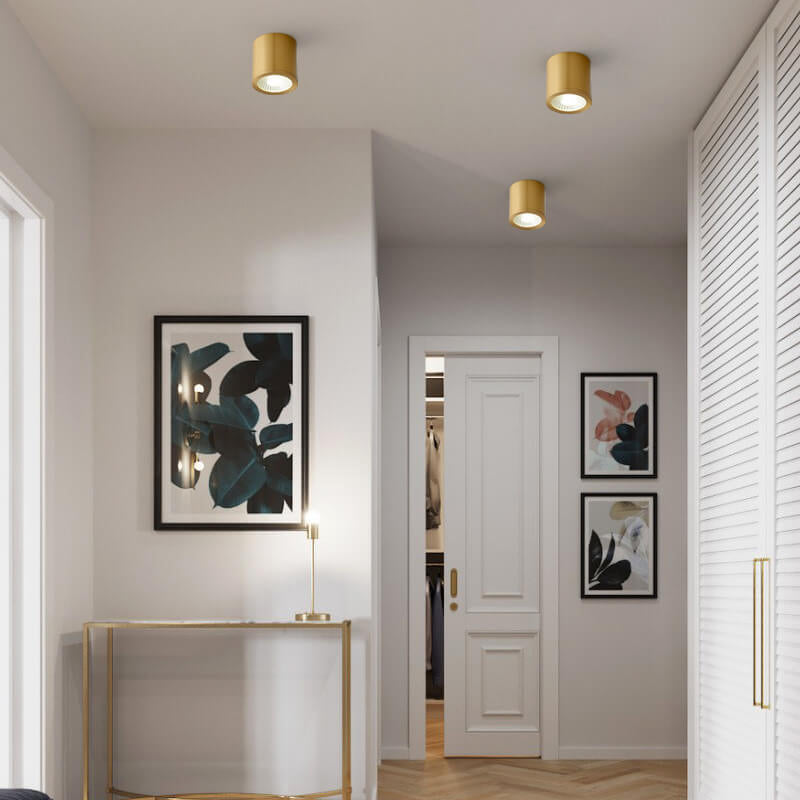 Frendorf | LumaBrass LED Deckenstrahler | Zylindrisches Design | Moderne Flush Mount Beleuchtung | Neutralweiß (4000K)