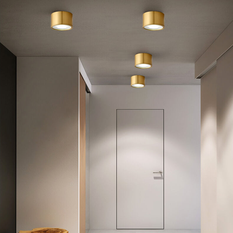 Frendorf | LumaBrass LED Deckenstrahler | Zylindrisches Design | Moderne Flush Mount Beleuchtung | Neutralweiß (4000K)