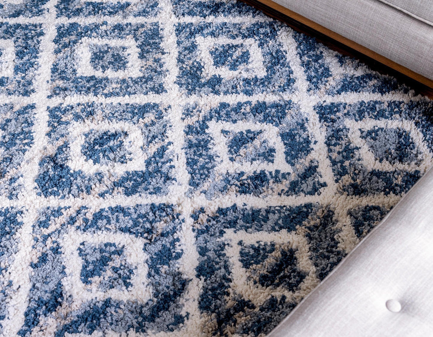 Frendorf | DiamondLuxe Shag - Teppich mit Diamantmuster | Shaggy Hochflorteppich | Weich & Modern | Perfekt für Wohnzimmer