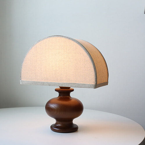 Frendorf | ZenSphere Japanische Vintage Tischlampe | Massivholz & Stoffschirm | Wabi-Sabi Design | 1-flammig | Deko für Zuhause