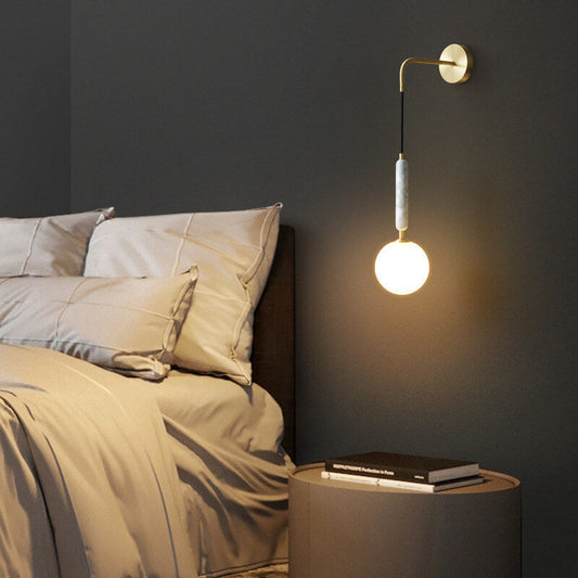 Frendorf | Marbelis Sphere LED Wandleuchte | Moderner Luxus | Marmor-Arm & Kugelschirm | Dekorative Beleuchtung