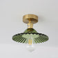 Frendorf | Lotuvia Japanische Vintage Deckenleuchte | Glas & Messing | Lotus Design | Semi-Flush-Mount