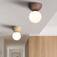 Frendorf | LumaFlair ZenGlow Japanischer Minimalismus LED Deckenleuchte | Holzoptik | Glasdesign | Runde Form | Flush Mount | Stilvolle Beleuchtung