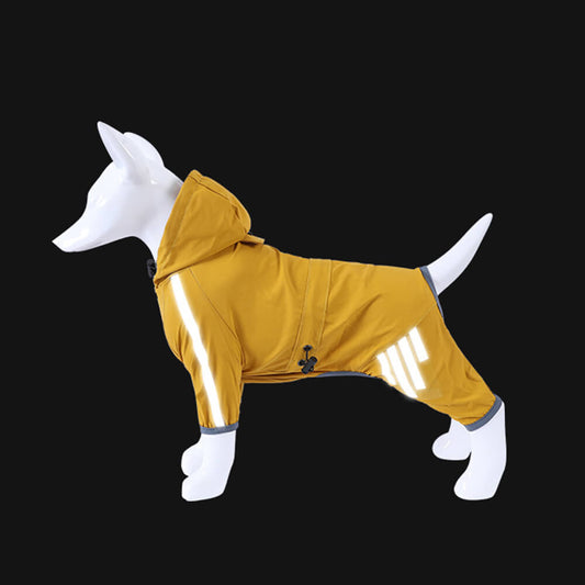 Stylische wasserdichte verstellbare reflektierende Streifen Hunderegenjacke mit Kapuze