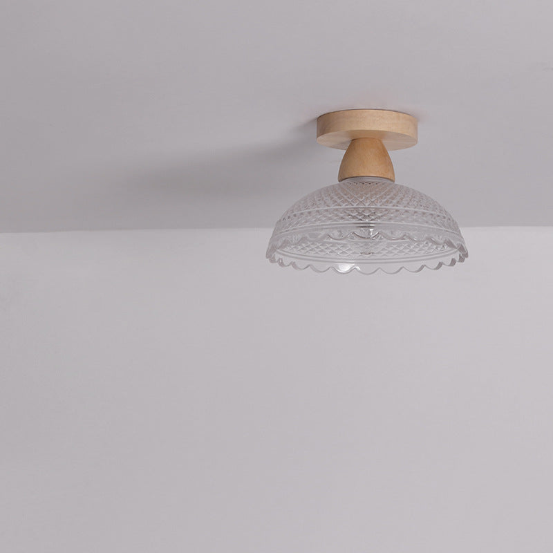 Frendorf | Logra Japanese Minimalist 1-Licht Semi-Flush Mount Deckenleuchte | Holz & Glas | Stimmungslicht | Deko für Zuhause