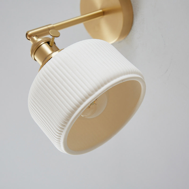 Frendorf | StripoLux Moderne Wandlampe | Minimalistische Keramik-Wandleuchte | Streifendesign | Ambientebeleuchtung