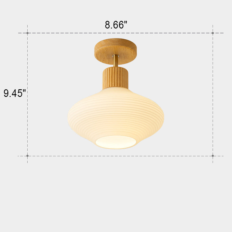 Frendorf | GlowLoom Nordic Oval Deckenleuchte | Holzstreifen Glasdesign | Halbrunde LED Lampe | Moderne Beleuchtung