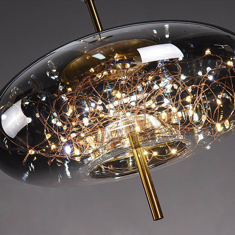 Frendorf | LumoSphere Nordic Pendelleuchte | Zylinder Oval Design | Glas-Lampe | Dimmbares LED Licht | Schlafzimmer & Wohnräume