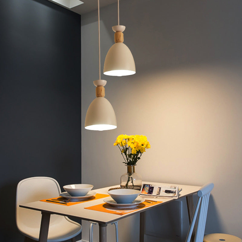 Modern Minimalist Runde Kegel Eisen Holz 1/3 Licht Insel Licht Kronleuchter für Esszimmer