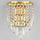 Moderne Luxus Halbrunde Achteck Perlen Edelstahl Kristall 1-Licht Wand Sconce Lampe Für Wohnzimmer