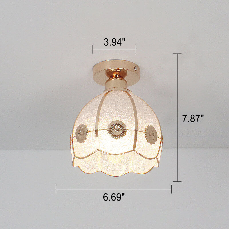 leichtes Luxusglas Gold 1-Licht Halbbodenmontage Deckenleuchte