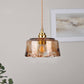 Frendorf | AuroraBrass Drum Pendelleuchte | Vintage-Design | Amberglas & Messing | Hochwertige Innenbeleuchtung