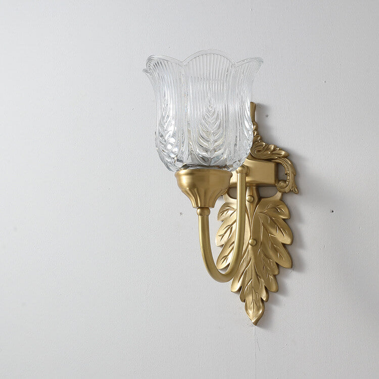 Frendorf | LustraBloom Vintage Wandleuchte | Messing & Glas | 1/2 Flammen | Elegantes Blütendesign