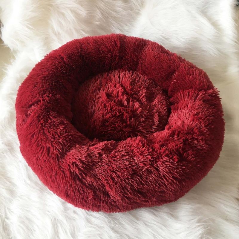 Runder Plüsch beruhigender Donut-Katzenbett-Nest