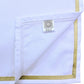 Frendorf | ATOSII 'Kohinoor' Heimwäsche 100% Baumwolle Stoffservietten - 20 X 20 Zoll (Weiß) Übergroße DINNER-SERVIETTEN - Set von 4 - Handgefertigt mit Goldsatinrand - Weiche Servietten perfekt zum Verschenken