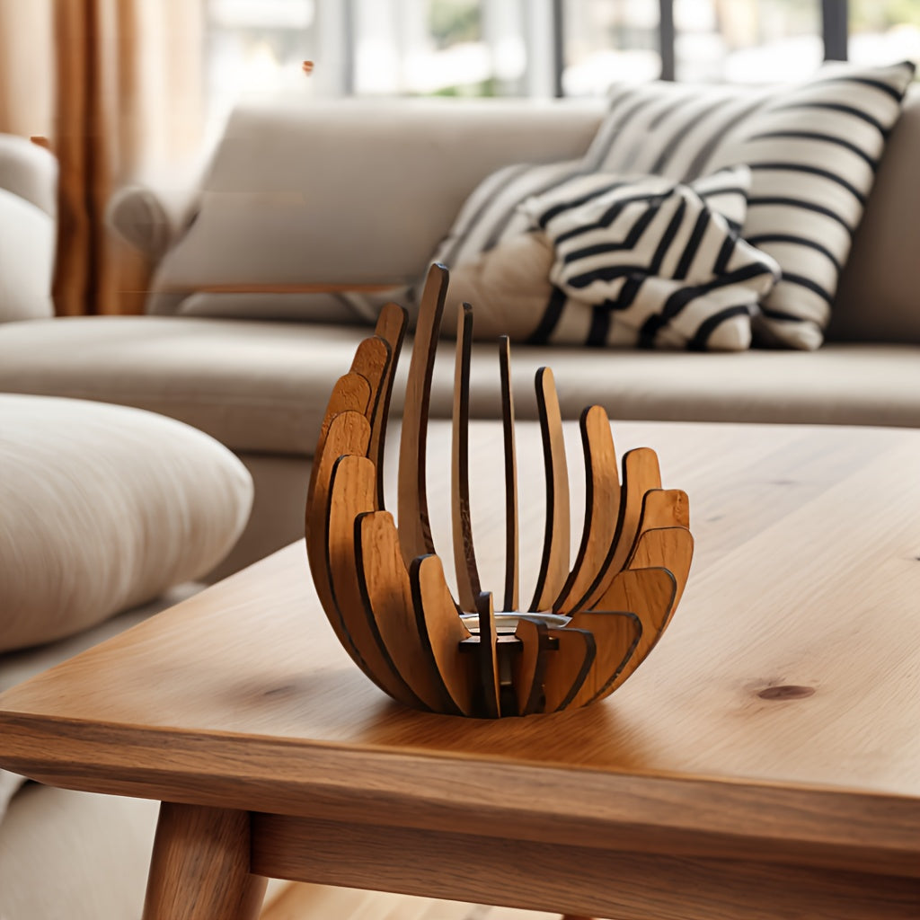 Frendorf | Bohemian Lotus Kerzenhalter – Handgefertigtes Schichten-Holzdesign
