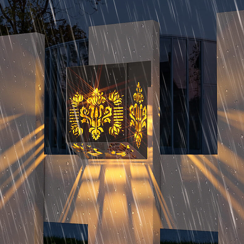 Solar Outdoor Square Hollow Design LED Patio Decoration Wandlampe