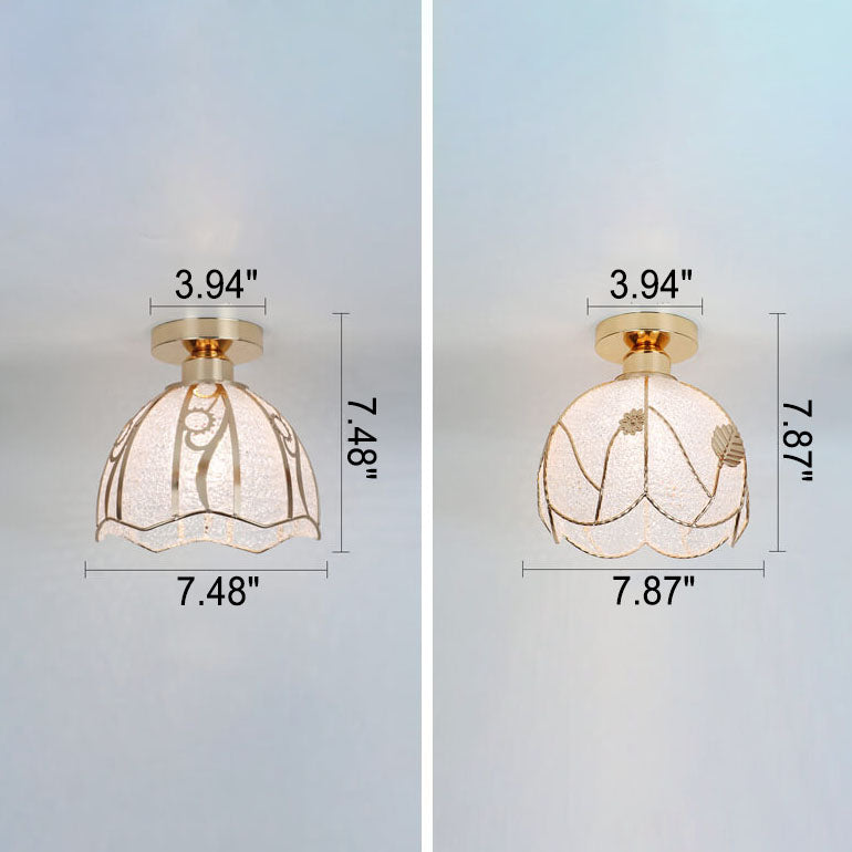 leichtes Luxusglas Gold 1-Licht Halbbodenmontage Deckenleuchte