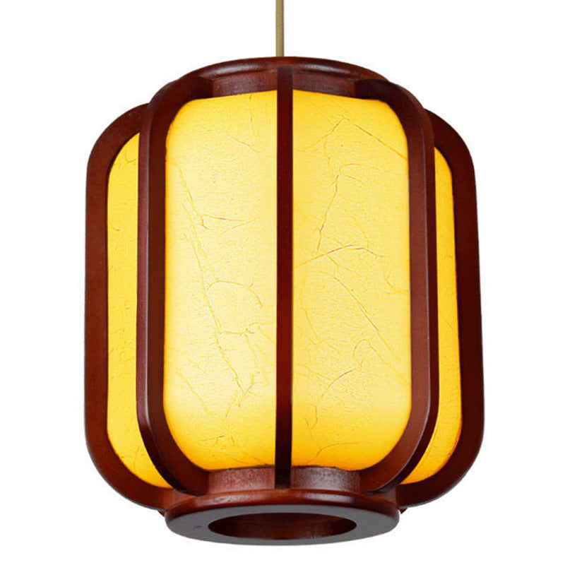 Frendorf | LuxoraChic Modernes Chinesisches Design Pendelleuchte | Faux-Schaffell | Holz-Laterne | LED-Beleuchtung für Zuhause