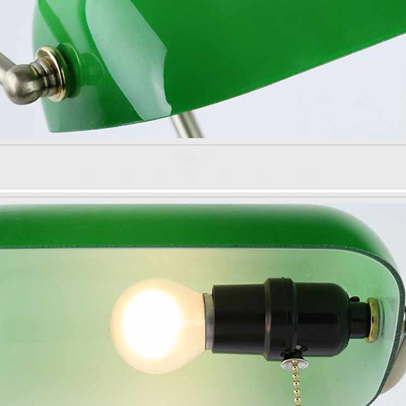 Traditionelle chinesische rechteckige antike Bank Metall Glas 1-Licht Tischlampe für Schlafzimmer