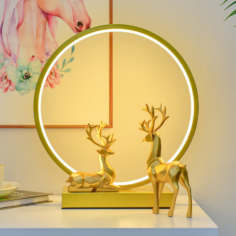 Frendorf | CircleLume USB LED Nachtlicht | Nordic Design | Tischlampe mit Hirschfigur | Warmweißes Licht & Dimmbar