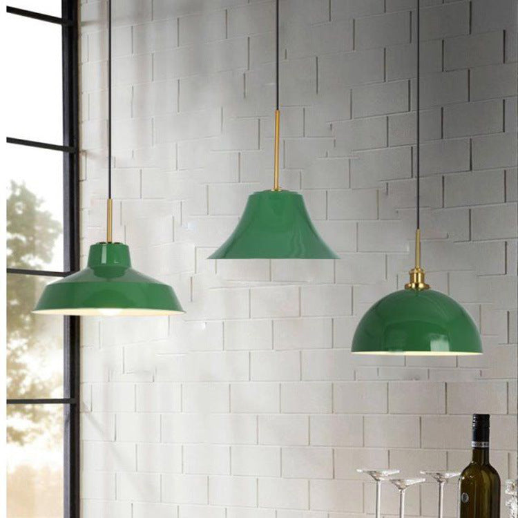 Frendorf | RetroDome Industrielle Vintage Pendelleuchte | Grünes Eisen-Kuppeldesign | Einzellicht | Rustikale Deckenbeleuchtung