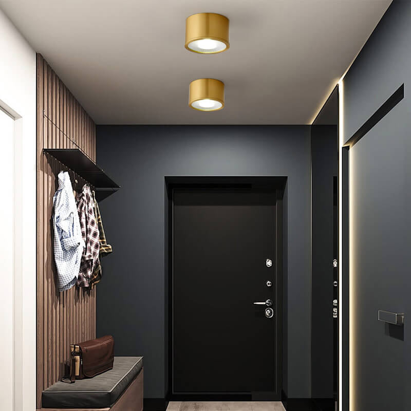 Frendorf | LumaBrass LED Deckenstrahler | Zylindrisches Design | Moderne Flush Mount Beleuchtung | Neutralweiß (4000K)