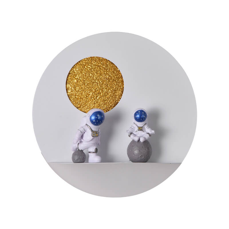 Zeitgenössische kreative Eisenharz runde Astronaut LED Wandleuchte Lampe für Schlafzimmer