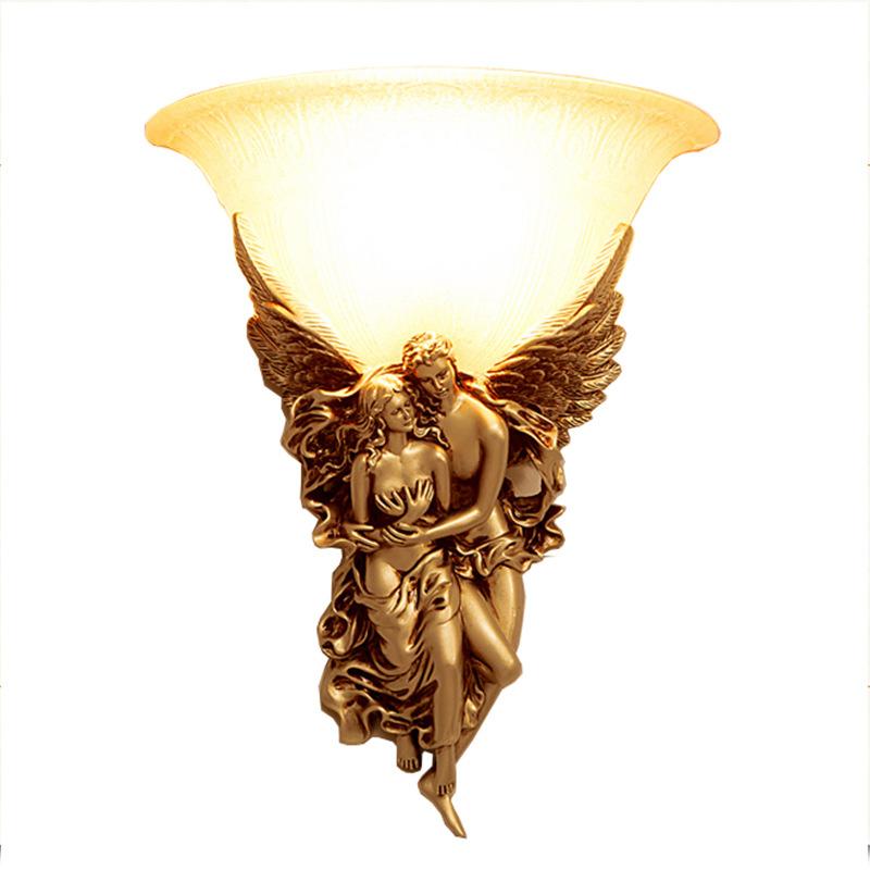 Frendorf | AngeloEmbrace Wandlampe | Retro Engel-Design | Harz-Wandleuchte | 1-Licht Beleuchtung für stilvolle Räume