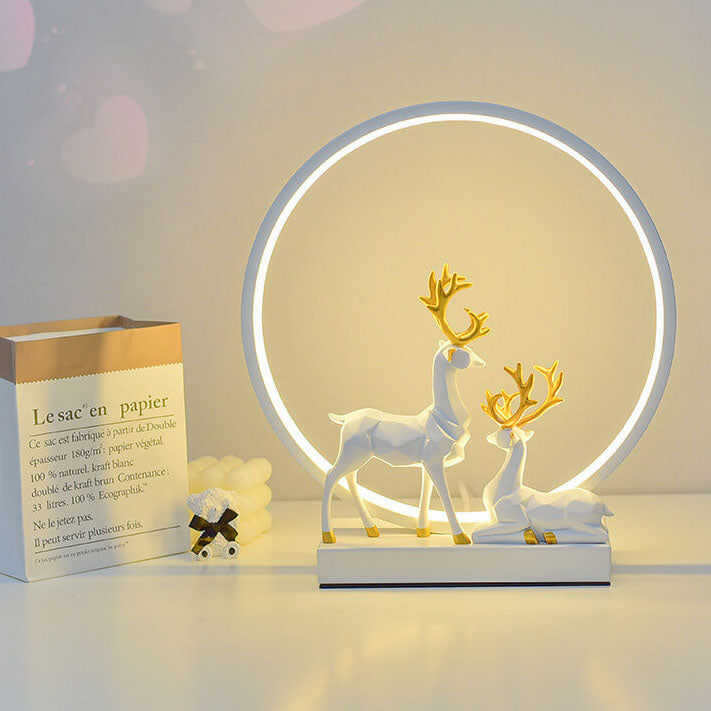 Frendorf | CircleLume USB LED Nachtlicht | Nordic Design | Tischlampe mit Hirschfigur | Warmweißes Licht & Dimmbar