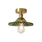 Frendorf | Lotuvia Japanische Vintage Deckenleuchte | Glas & Messing | Lotus Design | Semi-Flush-Mount
