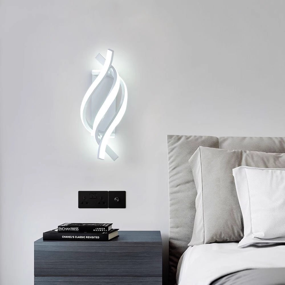 Modern Minimalist Spiral Linie Aluminium Acryl Silikon LED Wandleuchte Lampe Für Schlafzimmer